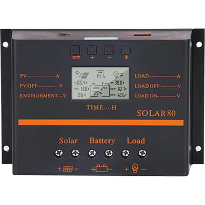 40A PWM Solar Laadregelaar 12V / 24V Zelfaanpassend LCD Zonnepaneel Batterijlading Ontlading 80A zwart