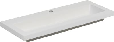 Saqu Slimline Wastafel - 100x40cm - Duurzaam Mineraalmarmer - 1 Kraangat - Wit - Wastafelmeubel - Square 2.0