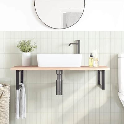 vidaXL - Badkamer - wandschap - staal - en - massief - eikenhout