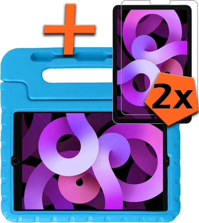 Hoesje - Geschikt voor Apple iPad Air 6 (2024) - 11 inch - 6e Generatie - M2 - Met 2x Screenprotector - Kinderhoes Shockproof Bumper - Kidsproof Case - Tablet Hoes - Kinder Hoes Cover - Blauw