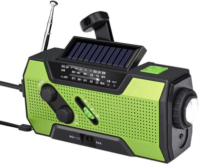 Noodradio Crank - Weerstation Radio - Noodsituaties Voorbereiden - Meerdere Oplaadopties - 20 x 9 x 7 cm - Groen