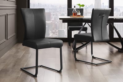 Moderne sledestoel SAMSON zwart echt lederen metalen frame met comfortabele handgreep - 45174