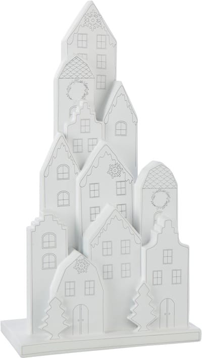 J-Line decoratie Huis Klassiek - polyresin - wit/zwart