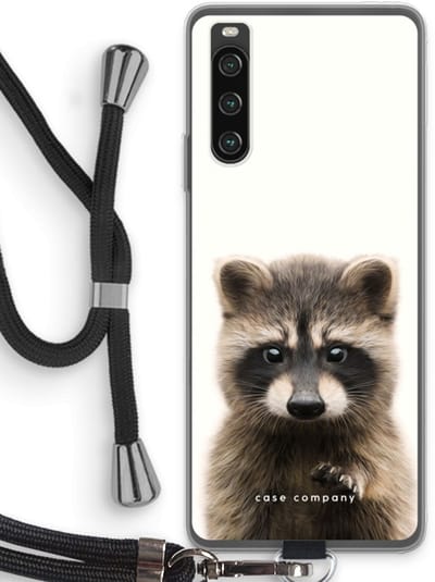 Case Company® - Hoesje met koord geschikt voor Sony Xperia 10 IV hoesje met Koord - Rocco - Telefoonhoesje met Zwart Koord - Bescherming aan alle Kanten en Over de Schermrand