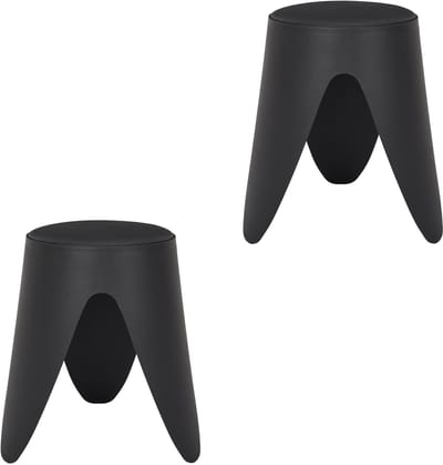 Home Deco Factory Stapelbaar zit krukje Gala - 2x - kunststof - zwart - D30 x H46 cm - extra stoelen - binnen/buiten