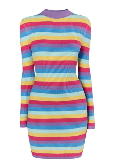 Mymo Gebreide jurk Dames Violet veelkleurig