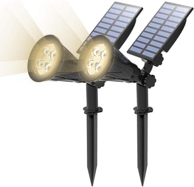 EXCITAT Zonnelamp - LED Buitenverlichting - IP65 Waterdicht - Instelbaar Paneel En Spot - 2 Helderheidsmodi - Muur Of Grondmontage - warm licht - 2 stuks