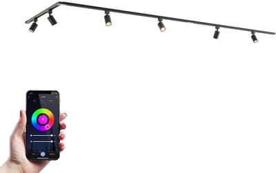 HOFTRONIC railverlichting pakket L-vorm – 1x 1 meter rail 2x 1,5 meter rail 6x RGBWW GU10 railspots – dimbaar – aluminium zwart – IP20 – modulair – 230V – slimme verlichting woonkamer keuken kantoor