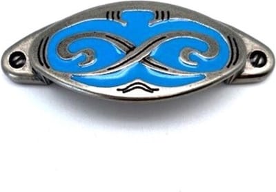 Komgreep antiek Zilver met Blauwe inleg 84mm