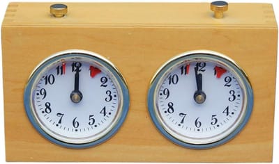 Schaakklok Timer - Spelklok - Wedstrijdspellen - Mechanisch Opwindbaar - 15x9x5.5cm - Houtkleur