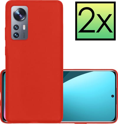 Hoesje - 2 Stuks - Geschikt voor Xiaomi 12X - Sterk & Shockproof - Case Siliconen - Back Cover - Telefoon Hoes - Rood