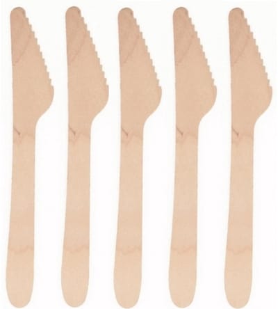 Papstar Houten wegwerp bestek messen - 75x stuks - 16 cm - Verjaardag/BBQ