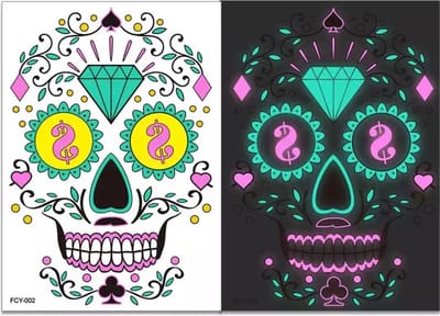 Akyol - Glow in the dark stickers - tattoo halloween - Glow in the dark skelet tattoe - tattoe glow in the dark - halloween - halloween sticker - Glow in the dark – skelet stickers – skelet – stickers - accessoires – Glow in the dark tattoo