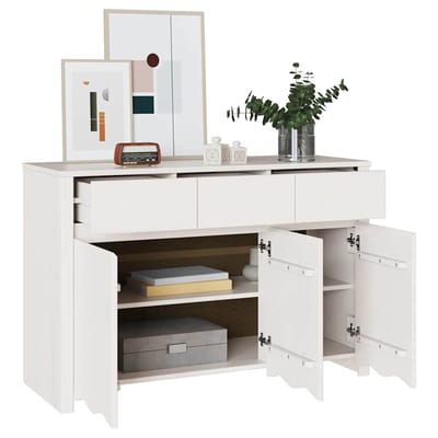 vidaXL - Dressoir - Drammen - Wit - 114 - x - 43 - x - 75,5 - cm - Massief - grenenhout