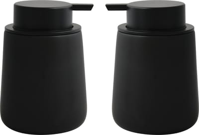 MSV Zeeppompje/dispenser Malmo - 2x - Keramiek - zwart - 8,5 x 12 cm - 300 ml
