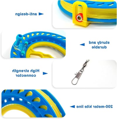 Robuuste 300 m Rvs Vliegerlijn met Veiligheidsvergrendeling, Verstelbare Lengte en Ergonomische Handgreep, Ideaal voor Buitenactiviteiten en Vliegeraccessoires