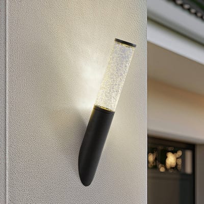 Lindby - Wandlamp buiten - 1licht - Aluminium spuitgietwerk, glas - H: 45 cm - GU10 - zwart, transparant