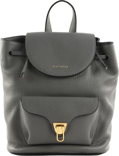 COCCINELLE Leren Vrije tijd rugzak Rugzak Beat Soft Grained Leather Backpack Grafite Grijs