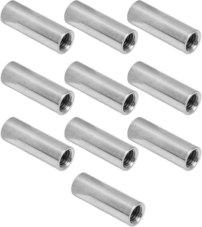Dailygoods- Stangmoeren 10 stuks - Roestvrij Staal - M10 x 1,5 - Binnendraad 14 mm - Lengte 40 mm - Zeskantmoeren voor verbinding - Moeren