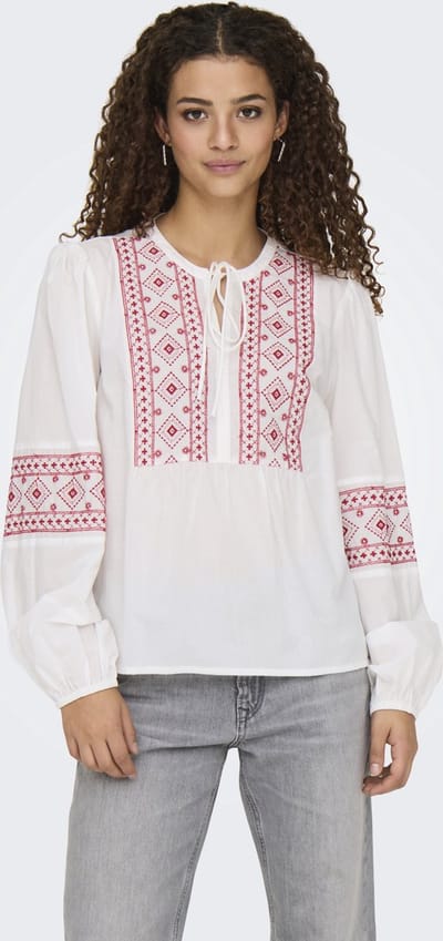 Jacqueline de Yong Blouse Jdylulu L/s Embroidery Shirt Wvn 15345478 Cloud Dancer/ski Patrol Dames Maat - M