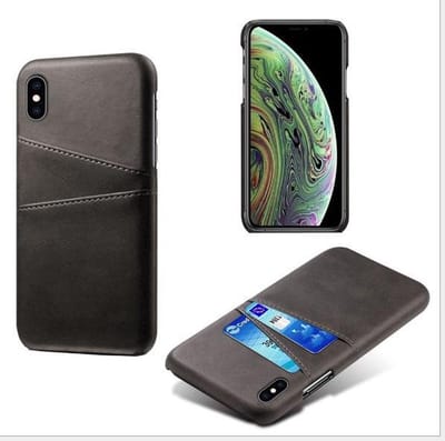 Hybride Back Cover met 2 Opbergvakjes voor iPhone X/XS _ Zwart