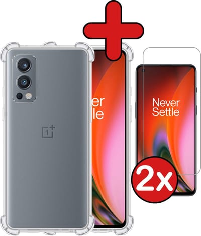 Hoesje - Met Screenprotector - 2 Stuks - Geschikt voor OnePlus Nord 2 - Sterk & Shockproof - Back Cover - Siliconen Case - Telefoon Hoes - Shock Proof - Telefoonhoes - Transparant