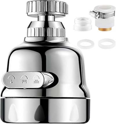 Vervangende kraankop geschikt voor keuken, 360° kraanverlenger, 3 standen verstelbare keukenkraansproeier, universele aluminium adapter, anti-spat keukengootsteenaccessoires