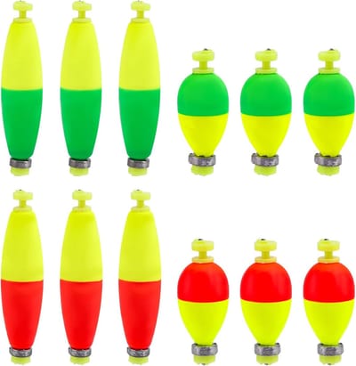 SnelShoppen - 12 Stuks EVA Vlotters met Snap Closure voor Vissen op Panfish, Perch, Bluegill en Crappie - Duurzaam, Lichtgewicht en Betrouwbaar