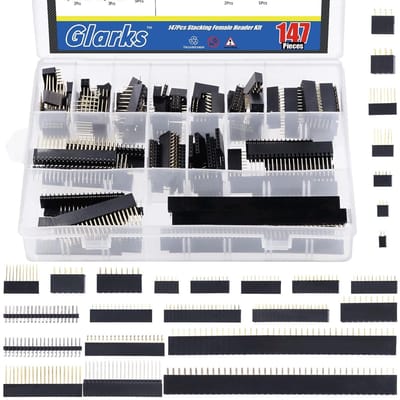 147-delige 2.54mm Pitch Female Header Kit met Lange en Korte Naalden, Stacking Headers en 2x20 Pin Rechte en 90 Graden Gebogen Pin Headers voor Arduino Prototype Shield en Elektronica Projecten