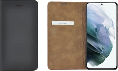 Geschikt voor Samsung Galaxy S21 hoesje - Bookcase - Portemonnee Hoes Ultra dun Echt leer Wallet case Zwart