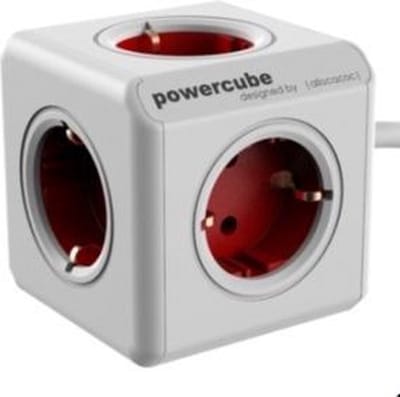 DesignNest PowerCube Extended - Schuko - Rood