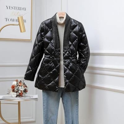 Vrouwen Elegant Wit Eend Donsjack Koreaanse Mode V-hals Slanke Bandage Lichtgewicht Donsjas en Parka Warme Uitloper M