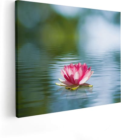 Artaza Canvas Schilderij Waterlelie - 100x80 cm - Groot - Wanddecoratie Bloemen - Muurdecoratie Vijver - Schilderijen Op Canvas
