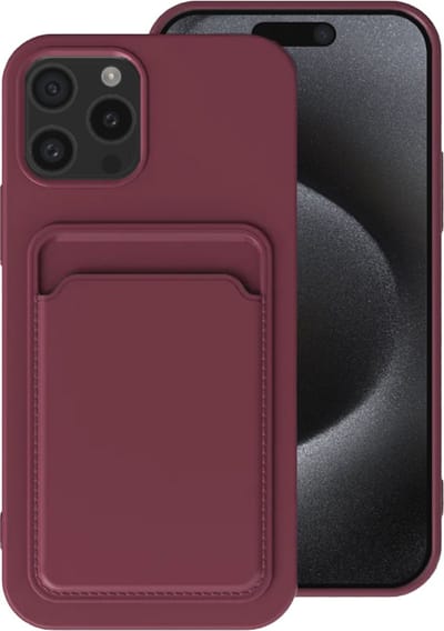 Smartphonica Telefoonhoesje Geschikt voor iPhone 15 Pro met pasjeshouder - TPU backcover with cardslot - Bordeaux Rood geschikt voor iPhone 15 Pro