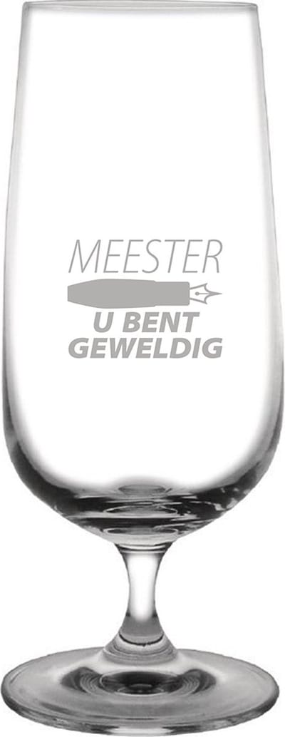Gegraveerde bierglas op voet 41cl Meester u bent geweldig