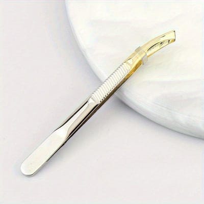 Pince à sourcils en acier inoxydable, 1 pièce, pointes inclinées, pince à épiler pour extensions de cils, outils de maquillage argenté