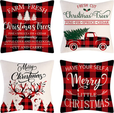SUNMOOL Kerst Kussenhoes - Kussenhoes - Pillow cover - 45 x 45cm - Type H - 4Stuks