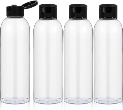 Set van 4 Lege Refillable Flessen van 200ml met Flipdeksel voor Shampoo, Lotion en Cosmetica, Transparant en Handig voor Reizen