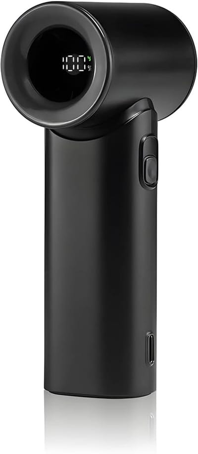 longziming -Draagbare Ventilator - Handventilator - Persoonlijke Koeler - Digitale Batterijindicator - 5 Snelheidsstanden - ABS Kunststof - Compact en Lichtgewicht - 1 Stuk