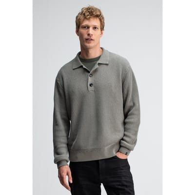 Butcher of Blue Galway Polo Ls Granite Green Maat: S | Sweaters Outlet | Heren | Grijs