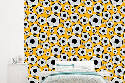 Behang - Fotobehang Patronen - Sport - Voetbal - Jongens - Kinderen - Kids - Jongen - Breedte 315 cm x hoogte 260 cm
