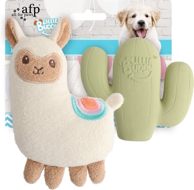 AFP Little Buddy knuffel – Fiesta – Puppyspeelgoed – 2-Pack – Speeltjes met Pieper – Interactief – Zachte Knuffel – Stimulerend – Hondenspeelgoed – voor Jonge Honden
