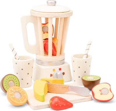 Woet® Houten Smoothie Maker Speelset - Inclusief 5 Stuks Fruit, een Snijplank en 2 Bekers - Speelgoedkeukenmachine voor Kinderen - Rollenspel Keukenspeelgoed - Vanaf 3 Jaar