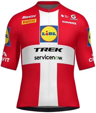Santini Lidl Trek Denmark National Champion Korte Mouw Wielertrui Rood M Man