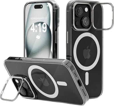 My Case Hoesje – Geschikt voor iPhone 15 - Geschikt voor MagSafe – Telefoonstandaard – Transparant - Stijlvol, Shockbestendig, Praktisch