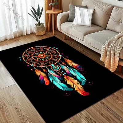 Dromenvanger en Veren Print Tapijt voor Woonkamer Slaapkamer Bank Deurmat Huisdecoratie Antislip Vloermat Kamergebied Kleed 40x60cm (16x24in)