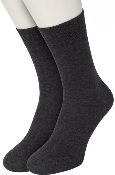 Bonnie Doon Basic Sokken Dames Zwart maat 36/42 - 2 paar - Gemeleerd - Basis Katoenen Sok - Gladde Naden - Brede Boord - Uitstekend Draagcomfort - Perfecte Pasvorm - 2-pack - Multipack - Effen - Black Heather - OL834222.104