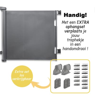 SIMANTI Extra Ophangset Grijs – Voor Oprolbaar Traphekje – Bevestigingsset voor Tweede Locatie – Incl. Handleiding