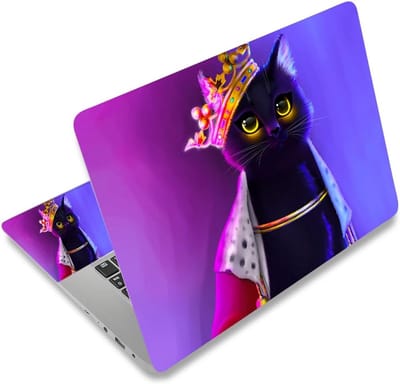 Laptop Skin Sticker - Notebook Cover - Laptop Decoratie - Herbruikbaar PVC Materiaal - Universeel 12-15.6 inch - Paars Kat