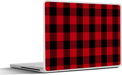 Laptop sticker - 15.6 inch - Plaid - Patroon - Rood - Zwart - 36x27,5cm - Laptopstickers - Laptop skin - Cover